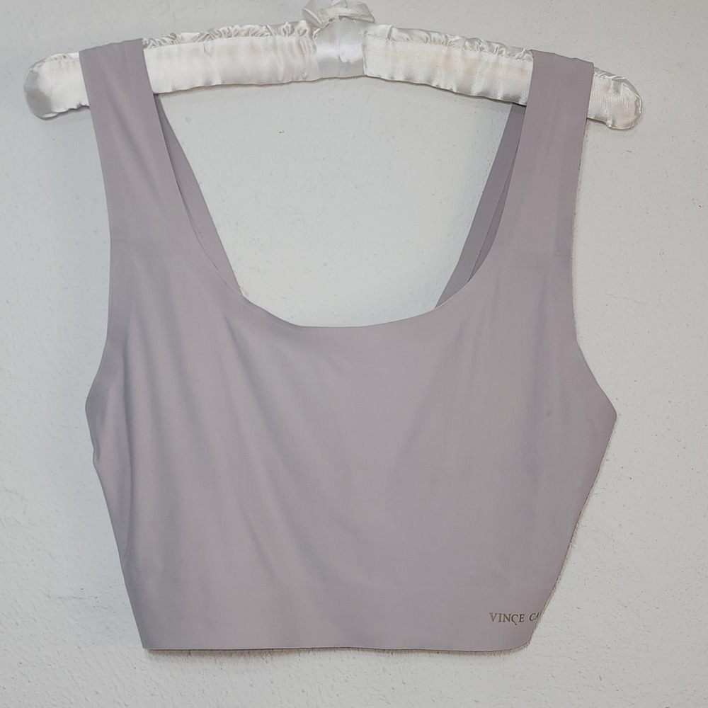 Vince Camuto Bralette Women XL Nylon Spandex Taupe Purple‎ Hook Eye Closure Logo